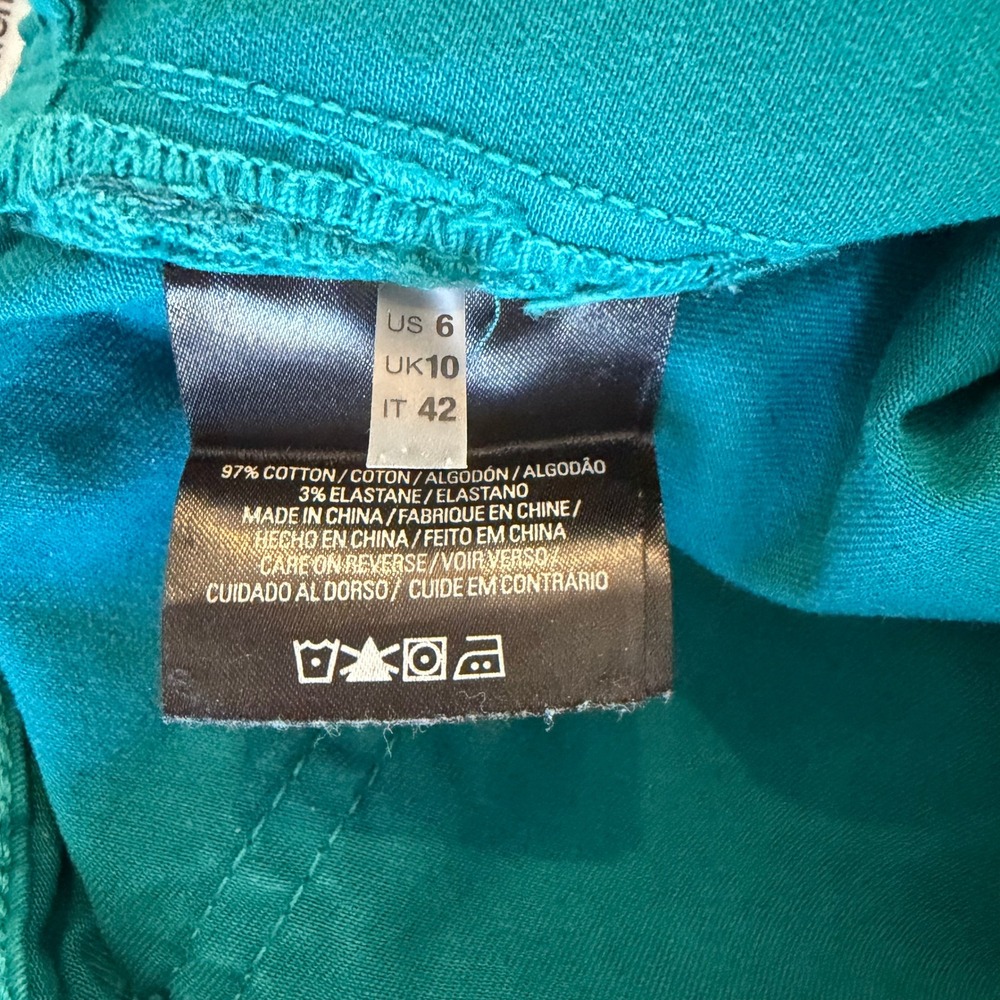 Elie Tahari Womens Teal Skinny Ankle Zip Pants Size 6 Stretch Cotton Twill 5-Pkt - Picture 5 of 5